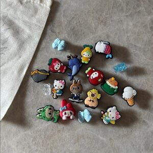 Kawaii, Hello Kitty, Pusheen, Capy, & Labubu CROCS Charms Bundle of 18✨
